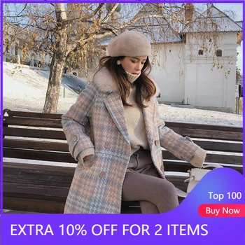 Mishow 2020 Mantou pentru Femei îmbrăcăminte de iarnă de moda de îmbrăcăminte de lână cald amestecuri de sex feminin elegant Dublu Breasted lână haina MX18D9679