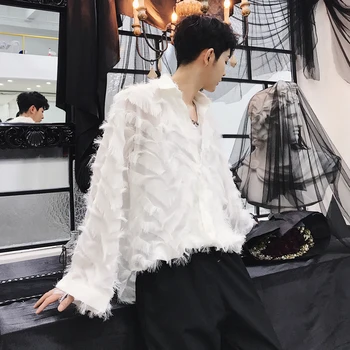 MIXCUBIC 2018 Toamna coreeană stil Rafinat personalitate pene camasi barbati casual pierde pană camasi pentru barbati,marimea M-XXL