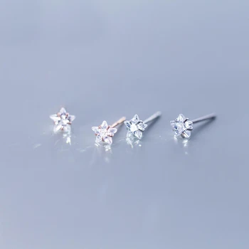 MloveAcc Real Argint 925 CZ Stele Mici Stud Cercei pentru Femeile Petrecere de Nunta de Lux Bijuterii