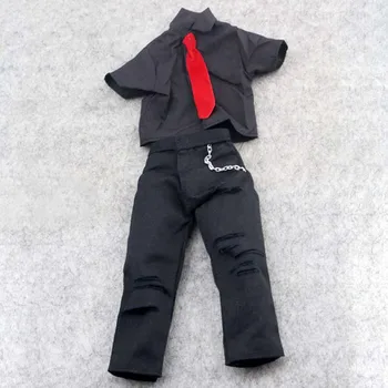 Mnotht 1/6 Scară Jackson Negru Mâneci Scurte, Cămașă, Cravată Roșie Cu Rupt Pantaloni Haine Set Modelul De 12 inch de Acțiune Figura Jucării m3
