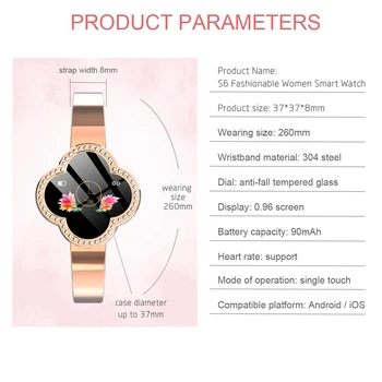 MNWT S6 Inteligent Ceas rezistent la apa Femei Heart Rate Monitor Tensiunii Arteriale Tracker de Fitness Smartwatch Ceas Sport pentru ios android