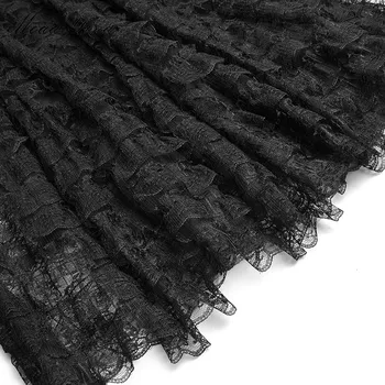 MoaaYina Designer de Moda rochie de Primăvară Rochie de Femei Stand guler Ochiuri maneca Lunga dantela-up Rochie de Bal Elegant Rochii Negre