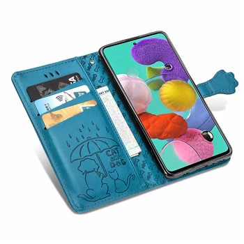 Moale Pisică și de Câine Model de Telefon Caz Pentru Samsung Galaxy A51 A515F din Piele de Caz Pentru Samsung A51 A71 A11 A01 A50 A10 A20 A40 A70 Caz