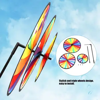 Moară de vânt messier jucărie sport PVC jucărie moară de vânt Tricolor curcubeu roata copii copii în aer liber jucărie rotund moară de vânt mai bune cadouri