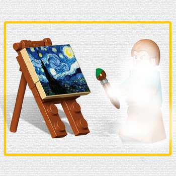 MOC Creator Idee Vincent van Gogh: Noaptea Înstelată blocuri caramizi de BRICOLAJ, jucarii pentru copii, cadouri de Craciun