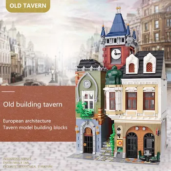 MOC Model Streetview 4030PCS brickstive Orașul Vechi Pub Blocuri Caramizi Kituri de Copil Jucărie Compatibil cadou de Crăciun