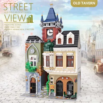 MOC Model Streetview 4030PCS brickstive Orașul Vechi Pub Blocuri Caramizi Kituri de Copil Jucărie Compatibil cadou de Crăciun