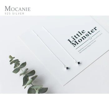Mocanie Noi Argint 925 cu Lanț Lung Pătrat Legăna Cercei pentru Femei Linii Geometrice Picătură Cercei Coreea Style Bijuterii Fine