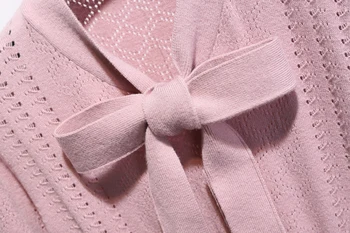 Moda 2019 Femei Roz cu Guler pentru Papion Rochii Pulover Plus Dimensiune Rochie din Tricot Pulover Rochie Plisată Vestidos plus dimensiune
