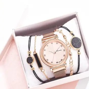Moda 5pcs Set de Ceasuri de Lux, Marca Brățară Cuarț Ceas Doamnelor Încheietura mîinii Ceas pentru Femei de Moda Ceas de mână Rochie Cadou Reloj Mujer