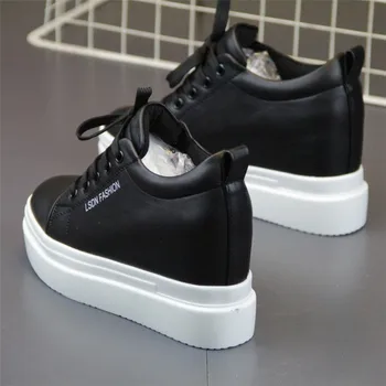 Moda Alb-Negru Pană Adidași Femei Casual Pantofi Cu Tocuri Înalte Doamnelor Formatori Pantofi Plat Platforma Adidasi Pantofi Pentru Femeie