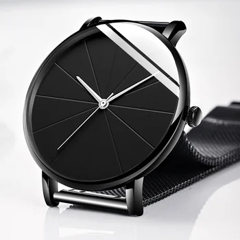 Moda Barbati Ceasuri Negru Plasă Din Oțel Inoxidabil Ceas De Trupa Omul De Lux Cuarț Încheietura Ceas Business Casual Simplu Ceas