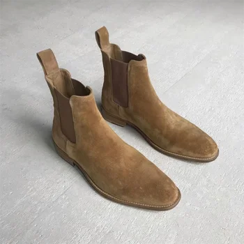 Moda Barbati piele de Căprioară Pantofi din Piele de Înaltă Calitate Retro Culoare Solidă Slip-on Cizme Barbati Casual Fashion Zapatos De Hombre HA696