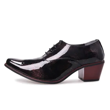 Moda Barbati Rochie Pantofi cu Tocuri Înalte 5cm din Piele Pantofi Oxford Om Subliniat Toe Pantofi de Mireasa Formale Petrecere de Noapte M161