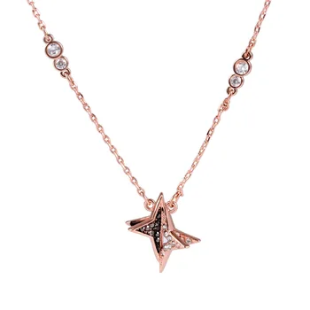Moda bijuterii de înaltă calitate, swa, farmecul ÎNJUMĂTĂȚI stele, simbol negru și alb de cristal femei colier clavicula lanț de bijuterii