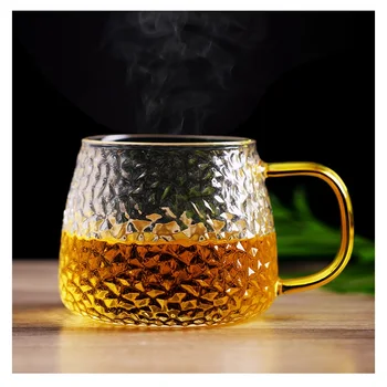 Moda Cana de Apa Sticlă de Apă Cupa cu Mâner de Aur 350ml Japoneză Ciocan Model Cafea, Suc, Lapte, Cana de Sticla
