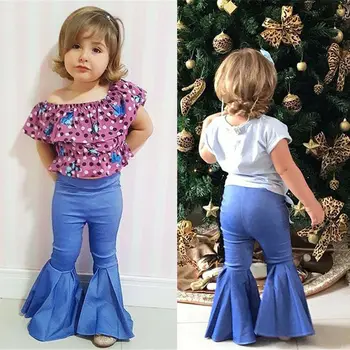 Moda Copii Baby Fete Flare Pantaloni Largi Picior Drăguț De Toamnă De Primăvară De Copil Pentru Sugari, Pantaloni Evazati Pantaloni Din Denim Haine Pentru Copii