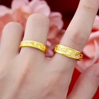Moda coreeană 18k Inel de Aur pentru Femei Barbati Nunta Logodna Bijuterii Reglabil din Aur Galben Unisex Două Inele Cadouri pentru Iubit
