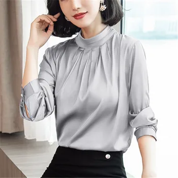Moda Coreeană Femei Cămăși De Mătase Pentru Femei Bluza Din Satin Cămașă Blusas Mujer De Moda Pentru Femei Bluze Femei Elegante Cămașă De Mătase Plus Dimensiune