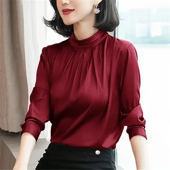 Moda Coreeană Femei Cămăși De Mătase Pentru Femei Bluza Din Satin Cămașă Blusas Mujer De Moda Pentru Femei Bluze Femei Elegante Cămașă De Mătase Plus Dimensiune