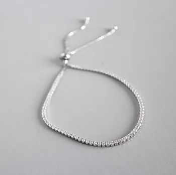 Moda coreeană Real Argint 925 Plin Cubic Zirconia Incrustate Reglabil Bratari Bijuterii Fine pentru Femei ST110