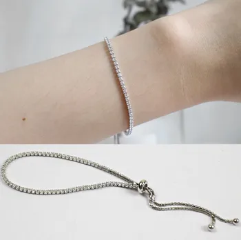 Moda coreeană Real Argint 925 Plin Cubic Zirconia Incrustate Reglabil Bratari Bijuterii Fine pentru Femei ST110
