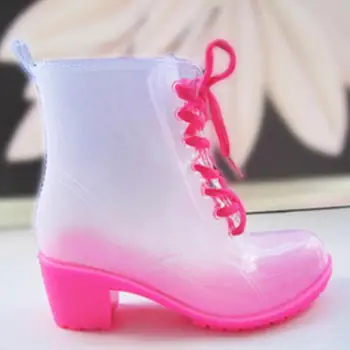 Moda cu toc Scurt, cizme de Ploaie Femei Non-alunecare rezistent la apa, pantofi de Adult Apă cizme de Cauciuc, pantofi transparente culori Bomboane