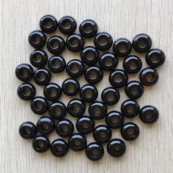 Moda de bună calitate naturale de onix negru forma rotunda mare gaura margele 8x14mm pentru bijuterii marcarea 50pcs/lot en-gros transport gratuit