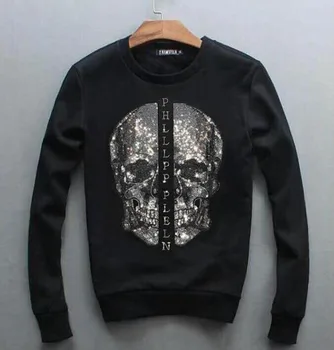 Moda de iarna Nou Stil Cu Diamant hoody Craniu vrac de proiectare Maneca lunga Barbati sweatershirts calitate de top