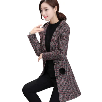 Moda de iarna pentru femei toamna-coreean single-breasted lână haina cu glugă haină lungă din lână de sex feminin subțire de lână haina stripe coat TX