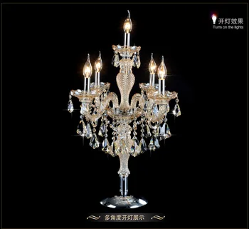 Moda de lux de 5 lumini de cristal lampă de masă dormitor lampa cognic culoare E14 lumanare de cristal lampă de nunta acasă decorare masă de lumină