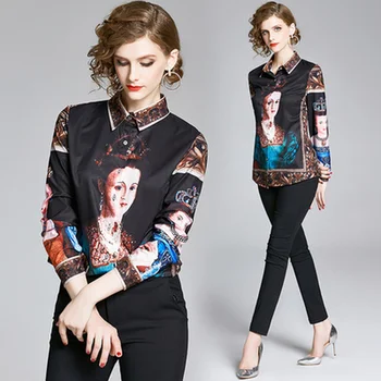 Moda De Lux De Designer Pista Bluza 2020 Primavara-Vara Pentru Femei Cu Maneca Lunga Plus Dimensiune Casual Elegant De Epocă Tricou De Imprimare