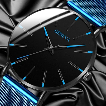 Moda de lux pentru bărbați minimalist ceas ultra-subțire negru plasă din oțel inoxidabil brățară ceas casual barbati de afaceri cuarț ceas