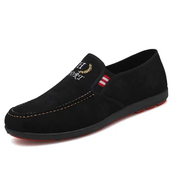 Moda de sex masculin Greutate de Lumină Confortabil Alunecare pe Pantofi Plat Bărbați Rotund Deget de la picior Negru Pantofi de Pânză Pantofi Rece Mannelijke Schoenen E3603