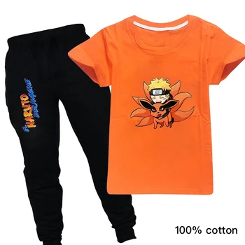 Moda de vara Desene animate Naruto Fete Seturi de Haine Scurte, Topuri cu Maneci Lungi și Pantaloni Negri 2PC Copilul Haine pentru Baieti Trening