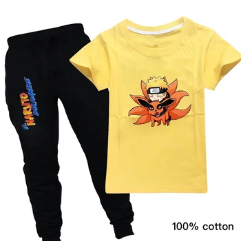 Moda de vara Desene animate Naruto Fete Seturi de Haine Scurte, Topuri cu Maneci Lungi și Pantaloni Negri 2PC Copilul Haine pentru Baieti Trening