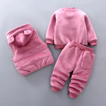 Moda De Îmbrăcăminte Pentru Sugari Iarna Pentru Copii Costum Copil Fete Haine Baieti Haine Groase Coat + Top+ Pantaloni Cald Baby Set