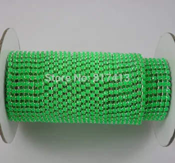 Moda decalcomanii SS6 acril verde 2 mm lanț de argint asieta 10 Metri transport gratuit