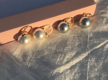 Moda Din Oțel Inoxidabil Dragoste Geometrice Simulate Perla Cu Balonul Rotund U Picătură Cercei Culoare Negru De Femei De Sex Feminin Petrecere, Cadou De Nunta