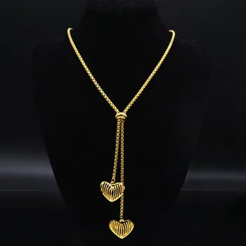 Moda din Oțel Inoxidabil Inima Colier pentru Femei de Culoare de Aur Colier Lung Bijuterii steel inoxidable joyeria mujer N1373S03
