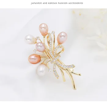Moda Elegant Zircon apă Dulce Pearl Floare Broșe Pin Moda Eșarfă Catarama Bijuterii Accesoriu De sex Feminin XR05578