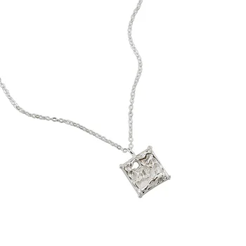 Moda europeană S925 argint colier de nișă minimalist folie neregulate pătrat de sex feminin colier lanț ornamente bijuterii