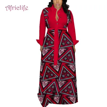 Moda Eșarfe Africane Rochii Pentru Femei Toamna Lunga Camasa Casual de Bumbac Imprimare Maxi Personalizat Privat Plus Dimensiune WY4079