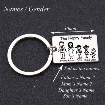 Moda Familie Breloc Gravat Familie Fericită Personalizate Nume Personalizat Pentru Părinți Membru Al Familiei Cadou Inel De Chei
