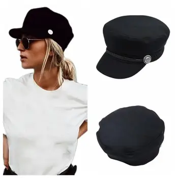 Moda Femei Barbati din Bumbac Stil Casual Siruri de caractere cu Balamale Buton Capac de Golf Elegant Retro de Metal Ornament Pălărie, Bască franceză pălărie