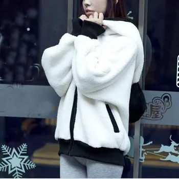 Moda Femei, Haine Drăguț Urs Panda Ureche Toamna Iarna Cald Plus Hoodie Coat Femei Panda Jacheta Cu Gluga Îmbrăcăminte Exterioară Palton #F