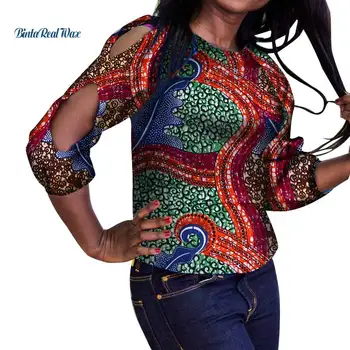 Moda Femei Tricou Gol Camasa cu Maneci din Africa Ceara Print Shirt pentru Femei Tradiționale Africane Stil de Îmbrăcăminte WY3406