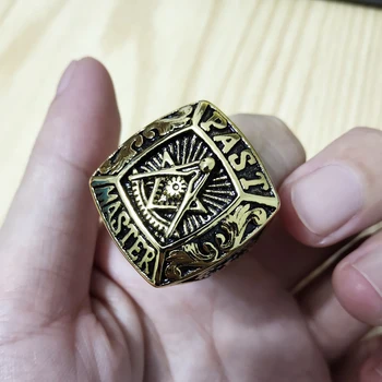 Moda francmason simboluri masonice ring pentru bărbați, master free mason pecete de sex Masculin inel din oțel inoxidabil de aur client design inel