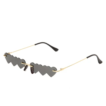 Moda fără ramă de ochelari de Soare pentru Femei ochelari de Soare în Formă de Inimă de Lux de Metal Mic Cadru ochelari de Soare UV400 Ochelari de gafas de sol