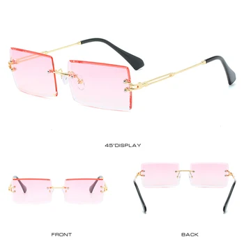Moda fără ramă Dreptunghi ochelari de Soare UV400 Protecție Vizual HD Ochelari Unisex Anti-orbire Ochelari de Vară în aer liber, Plajă, Ochelari de